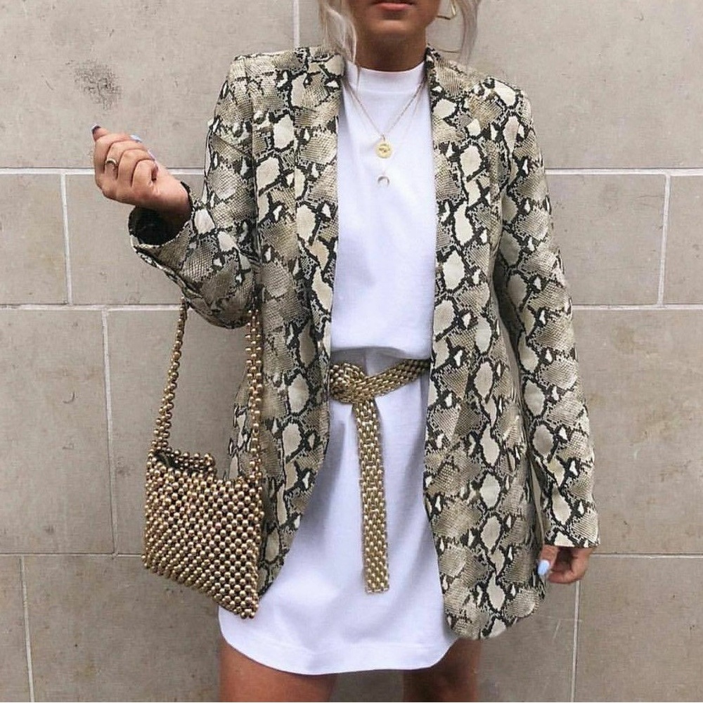 Zara Basics | Snakeskin Print Blazer - Size Medium